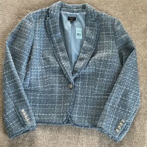 NWT Ann Taylor Factory Women's Blue Tweed Blazer